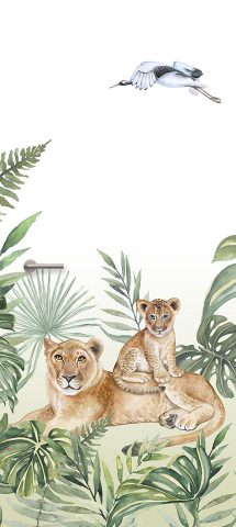 deursticker met dieren jungle leeuw