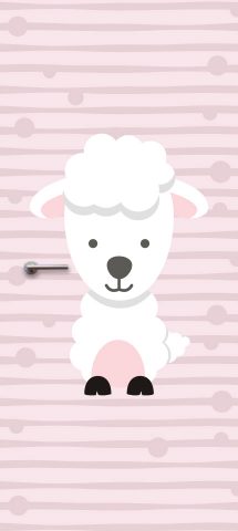 deursticker-kinderkamer-schaap-roze